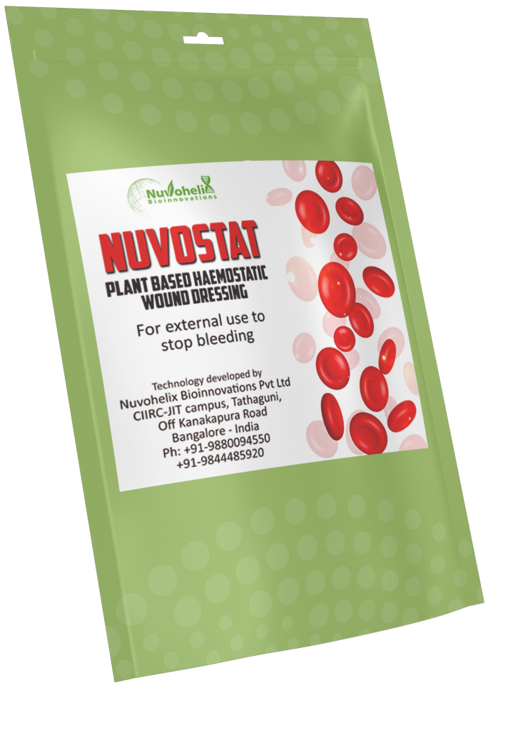 Nuvostat plant-based haemostatic wound dressing pack