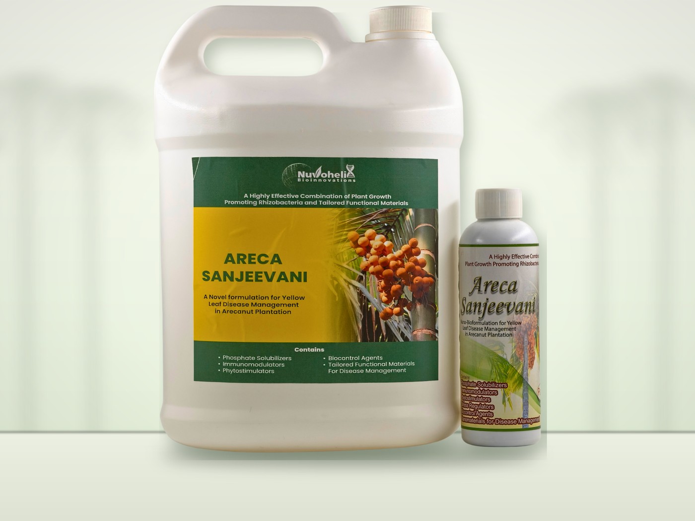 Areca Sanjeevani 5-litre can and bottle for arecanut plantations