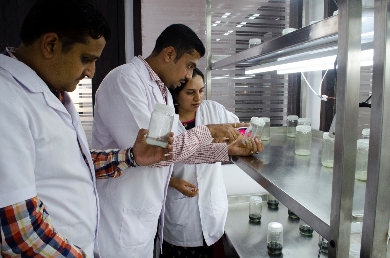 Nuvohelix researchers examining culture samples in the laboratory